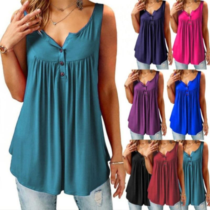 Comfy Loose Button Sleeveless Tank Top For Women – awishday