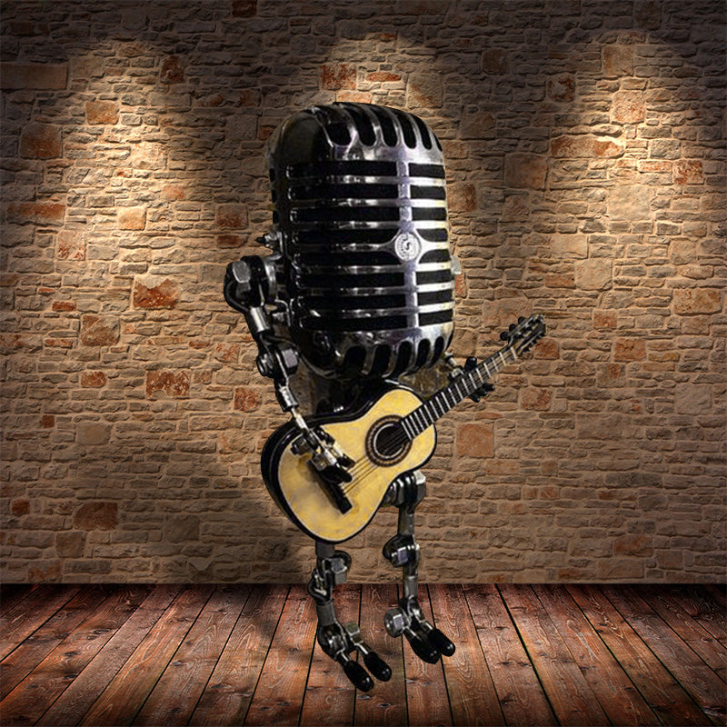 Vintage Microphone Robot Decoration